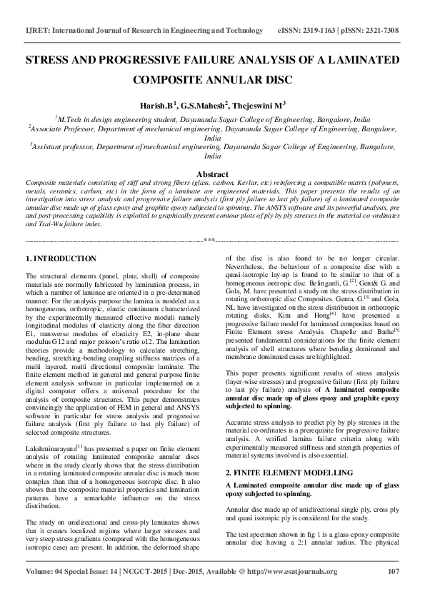 (PDF) STRESS AND PROGRESSIVE FAILURE ANALYSIS OF A LAMINATED COMPOSITE