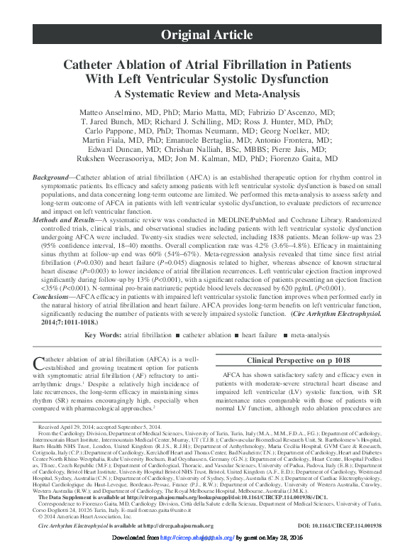 (PDF) Catheter ablation of atrial fibrillation in patients with left ...