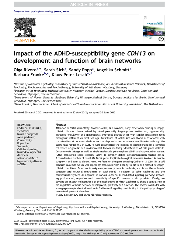 Recent Developments In The Genetics Of Attention Deficit Hyperactivity >> Pdf Impact Of The Adhd Susceptibility Gene Cdh13 On Recent Developments In The Genetics Of Attention Deficit Hyperactivity >> Pdf Impact Of The Adhd Susceptibility Gene Cdh13 On
