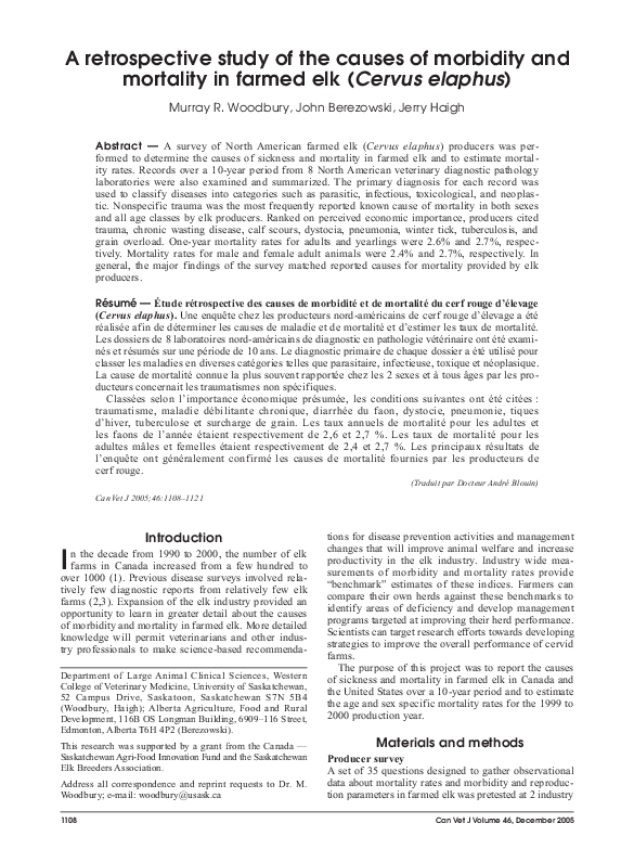 (PDF) A retrospective study of the causes of morbidity and mortality in ...