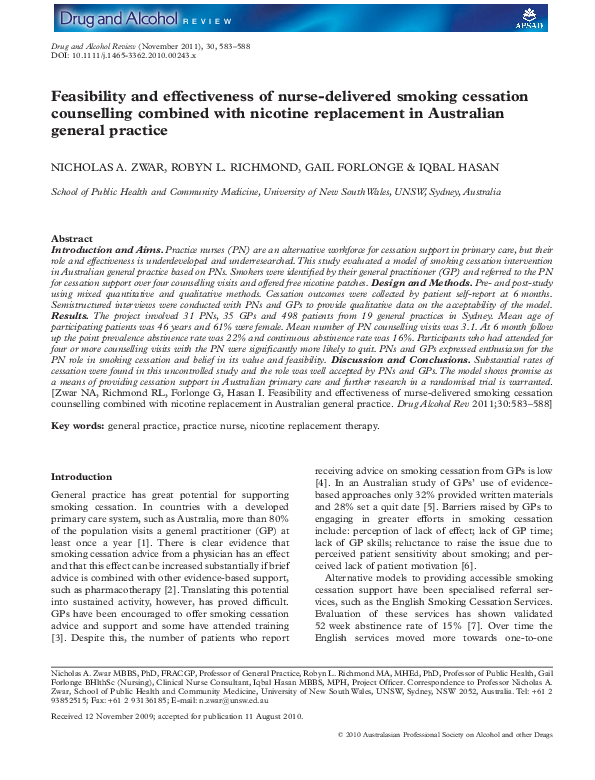 (PDF) Smoking status of Australian general practice patients and their attempts to quit Helena