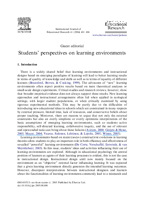 (PDF) Students’ perspectives on learning environments
