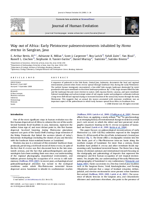 (PDF) Way out of Africa: Early Pleistocene paleoenvironments inhabited ...