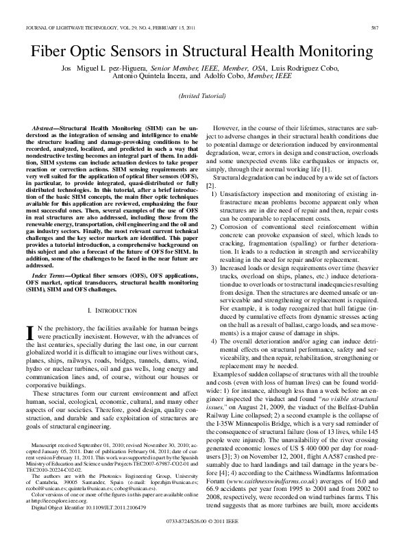 (PDF) Fiber Optic Sensors in Structural Health Monitoring luis cobo