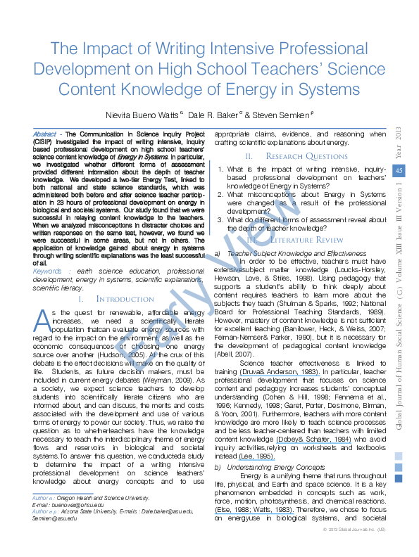 (PDF) The Impact of Writing Intensive Professional Development on High ...