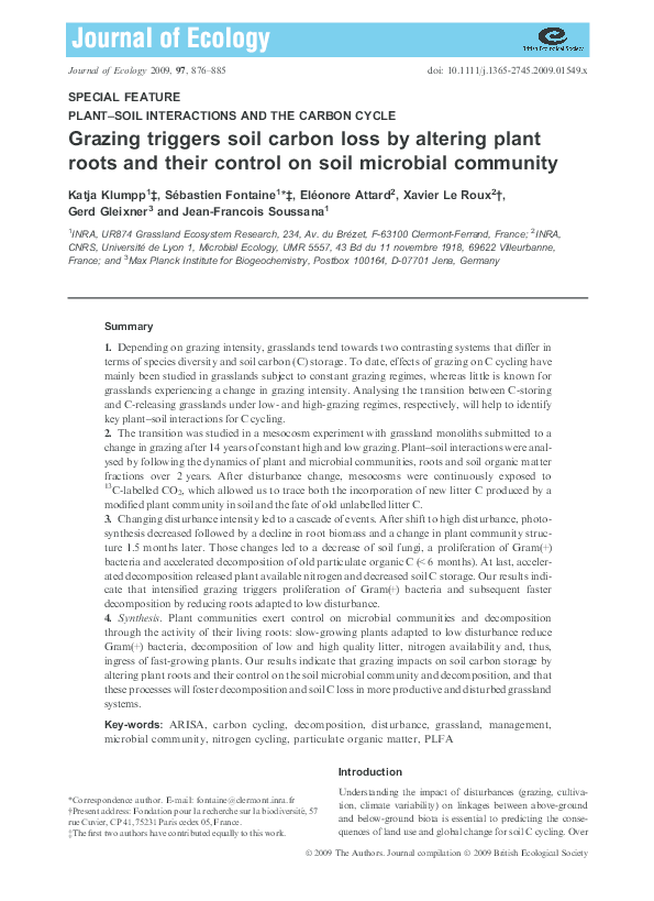 (PDF) Grazing triggers soil carbon loss by altering plant roots and ...