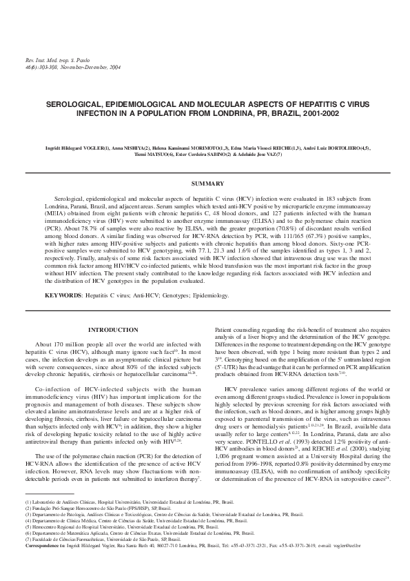 (PDF) Serological, epidemiological and molecular aspects of hepatitis C ...