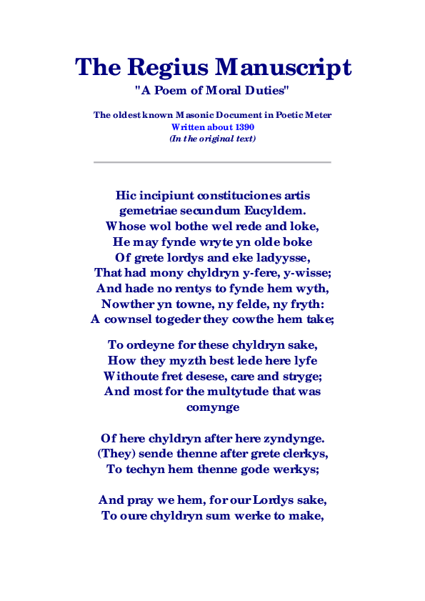 The Regius Manuscript 