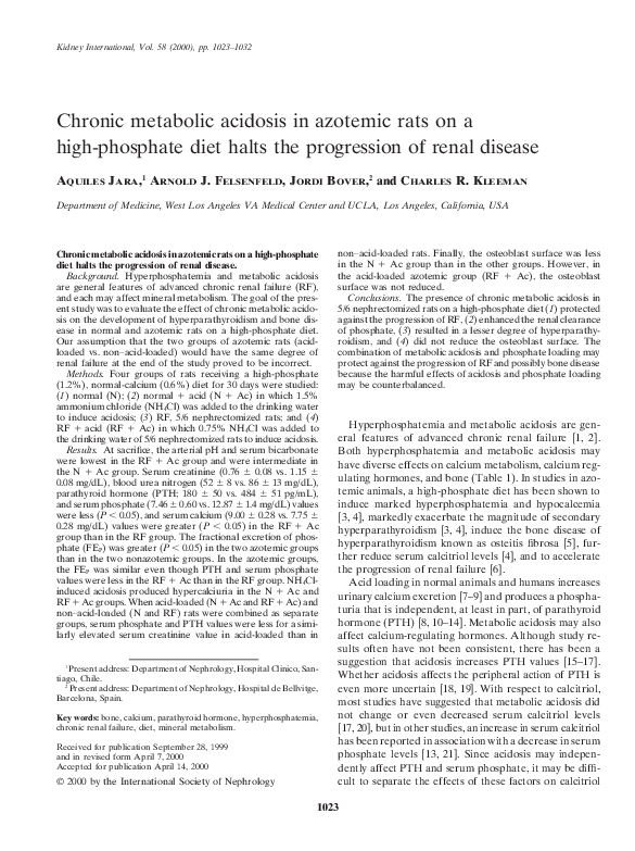(PDF) Chronic metabolic acidosis in azotemic rats on a high-phosphate ...