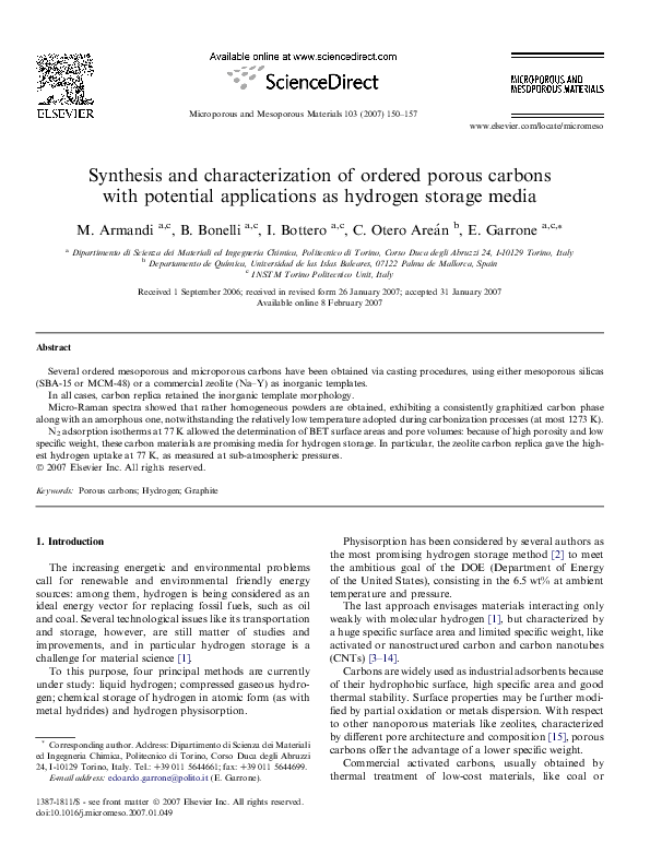 (PDF) Synthesis and characterization of ordered porous carbons with ...