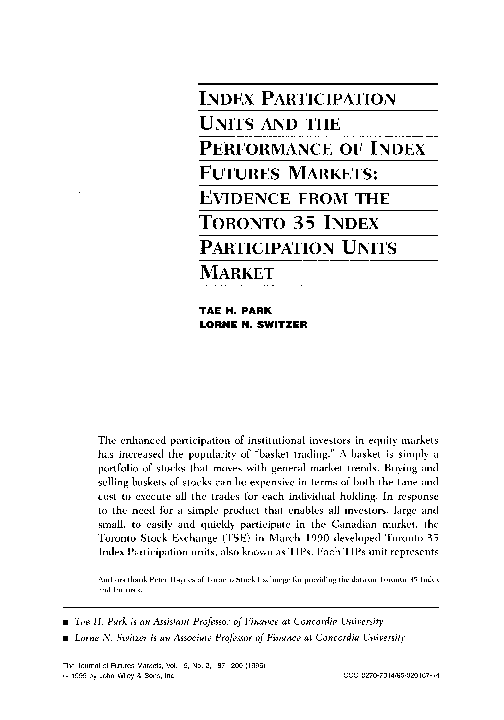 (PDF) Index participation units and the performance of index futures ...