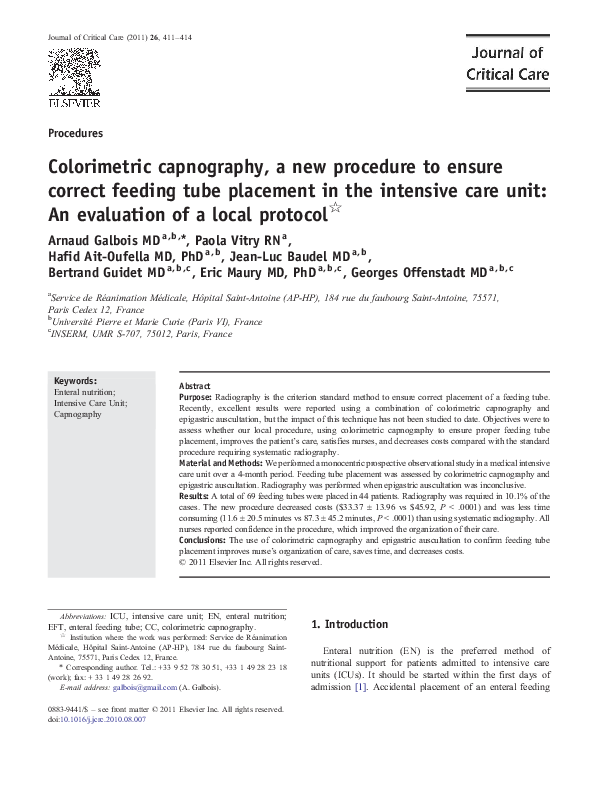 (PDF) Colorimetric capnography, a new procedure to ensure correct