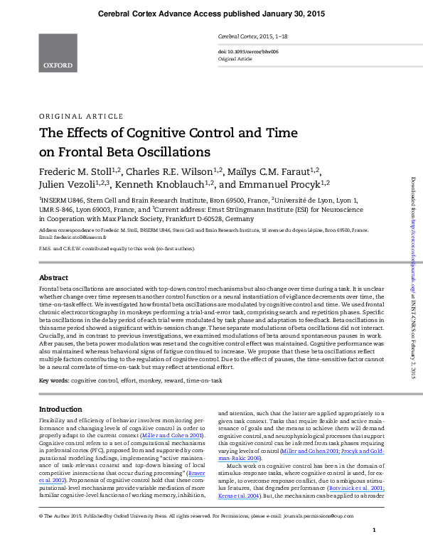 (PDF) The Effects of Cognitive Control and Time on Frontal Beta ...