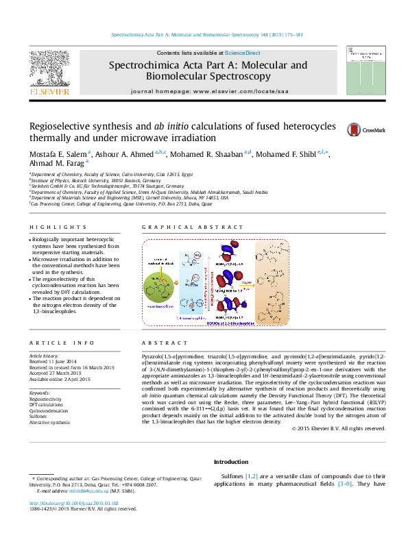 (PDF) Regioselective Synthesis and ab initio Calculations of Fused ...