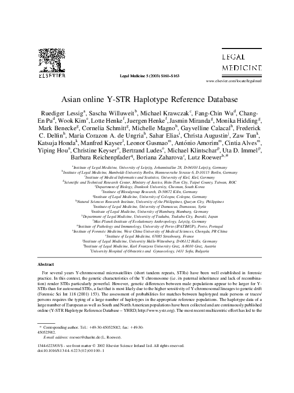 (PDF) Asian online Y-STR Haplotype Reference Database
