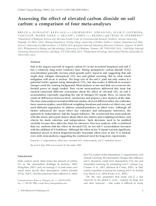 (PDF) Assessing the effect of elevated carbon dioxide on soil carbon: a ...