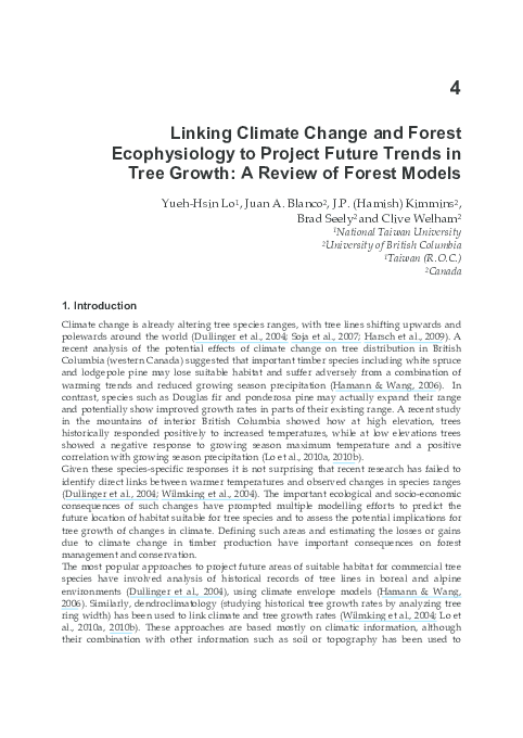 (PDF) Linking Climate Change and Forest Ecophysiology to Project Future ...