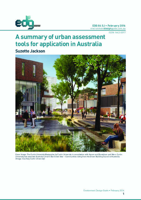 (PDF) Environment Design Guide: A summary of urban assessment tools for ...