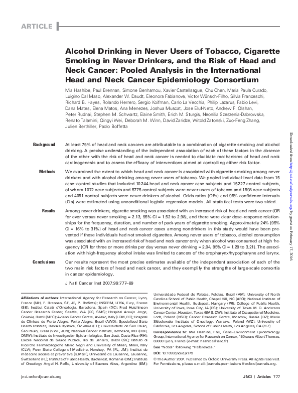 (PDF) Alcohol drinking in never users of tobacco, cigarette smoking in ...