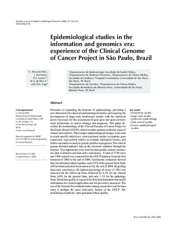(PDF) Epidemiological studies in the information and genomics era ...