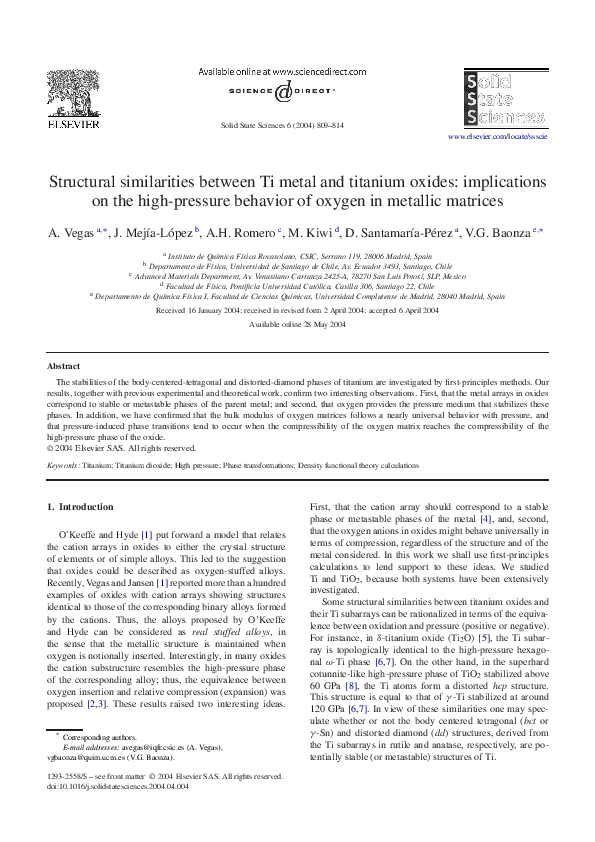 (PDF) Structural similarities between Ti metal and titanium oxides ...