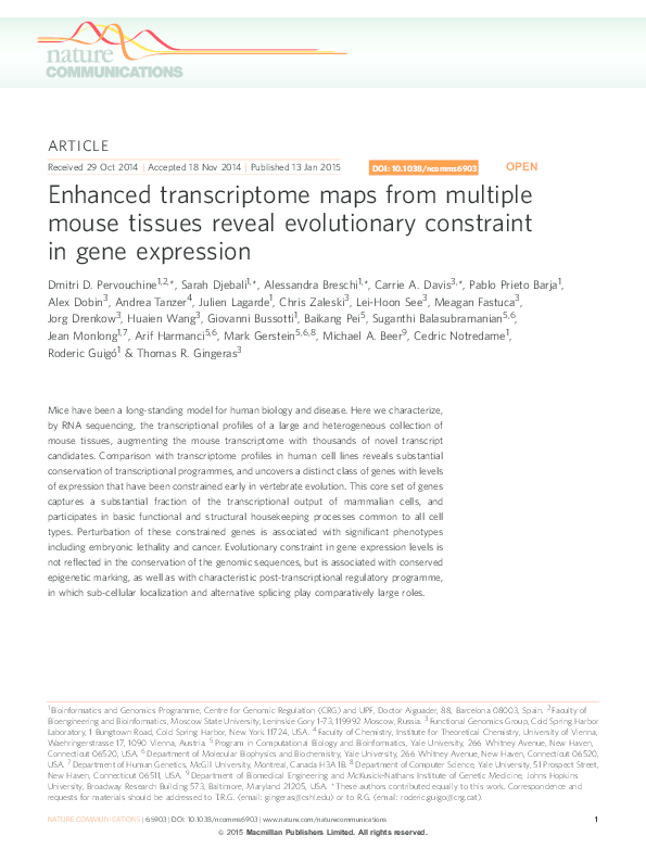 (PDF) Enhanced transcriptome maps from multiple mouse tissues reveal ...