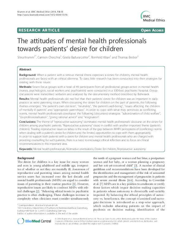 (PDF) The attitudes of mental health professionals towards patients ...