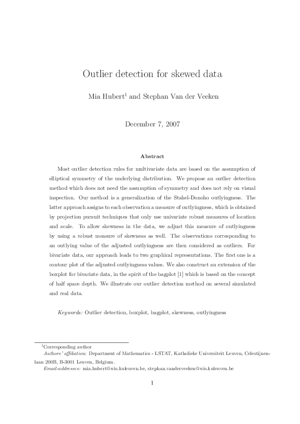(PDF) Outlier detection for skewed data