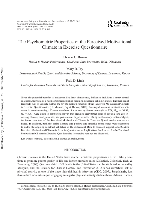 (PDF) The Psychometric Properties of the Perceived Motivational Climate ...