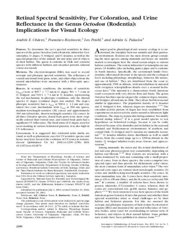 (PDF) Retinal spectral sensitivity, fur coloration, and urine ...