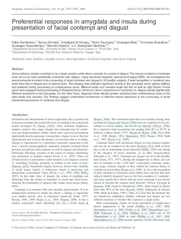 (PDF) Preferential responses in amygdala and insula during presentation ...
