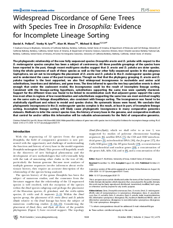 (PDF) Widespread Discordance of Gene Trees with Species Tree in ...