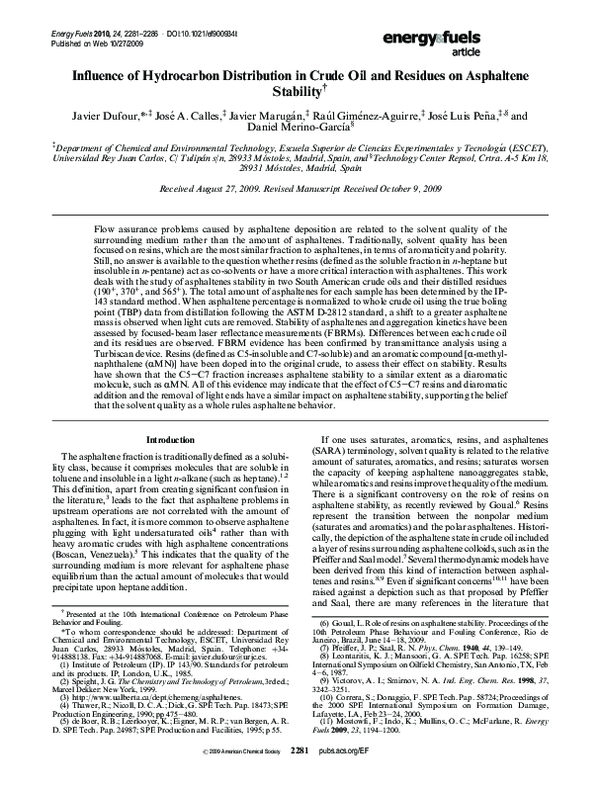 (PDF) Influence of Hydrocarbon Distribution in Crude Oil and Residues ...