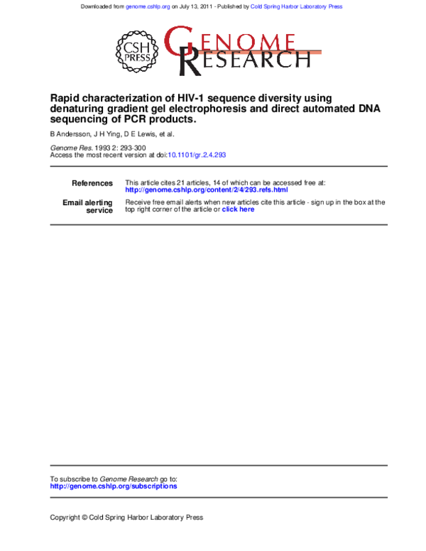 (PDF) Rapid characterization of HIV-1 sequence diversity using ...