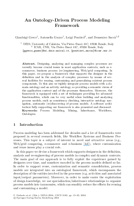 (PDF) An Ontology-Driven Process Modeling Framework