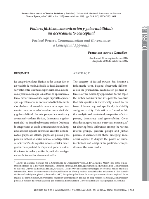 (PDF) Poderes fácticos, comunicación y gobernabilidad: un acercamiento ...