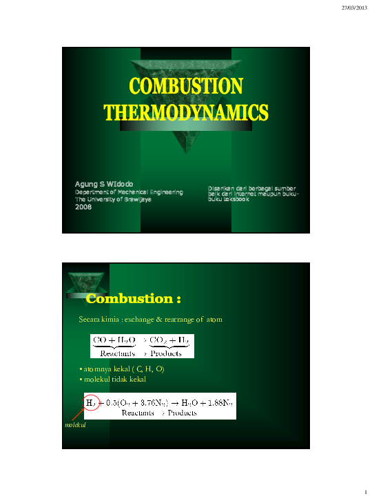 (PDF) COMBUSTION THERMODYNAMICS & THEORY