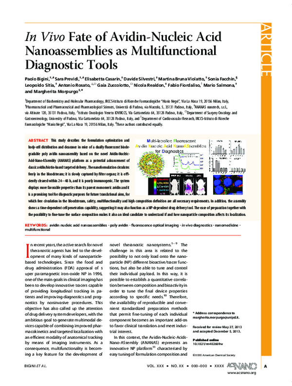 (PDF) In Vivo Fate of Avidin-Nucleic Acid Nanoassemblies as ...