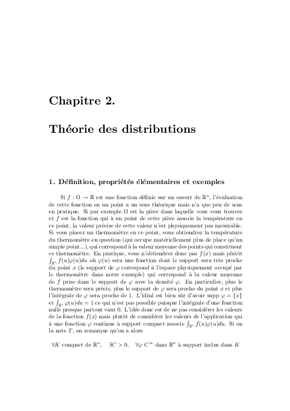 (PDF) Chapitre 2. Théorie des distributions 1. Définition