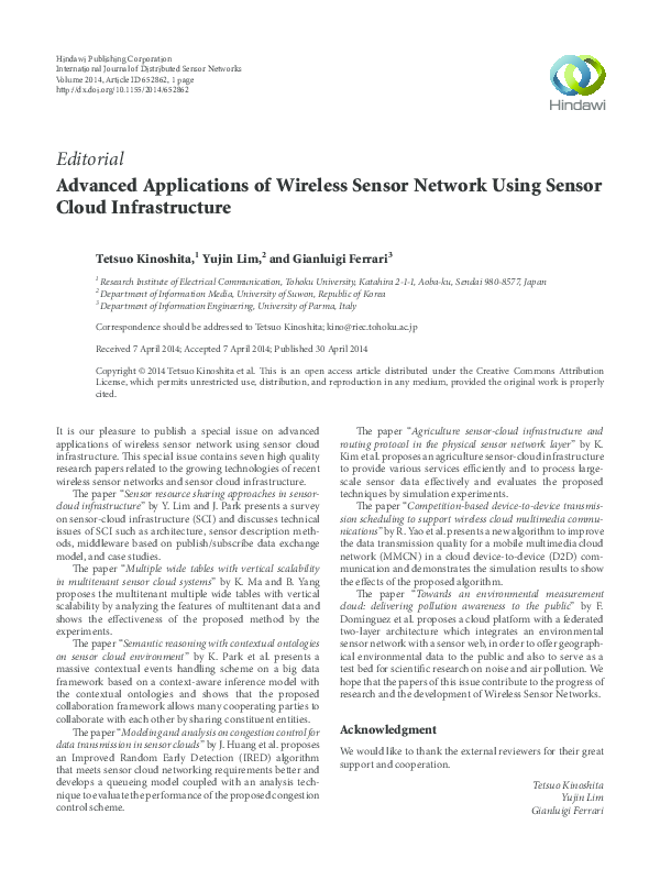 (PDF) Advanced Applications of Wireless Sensor Network Using Sensor ...