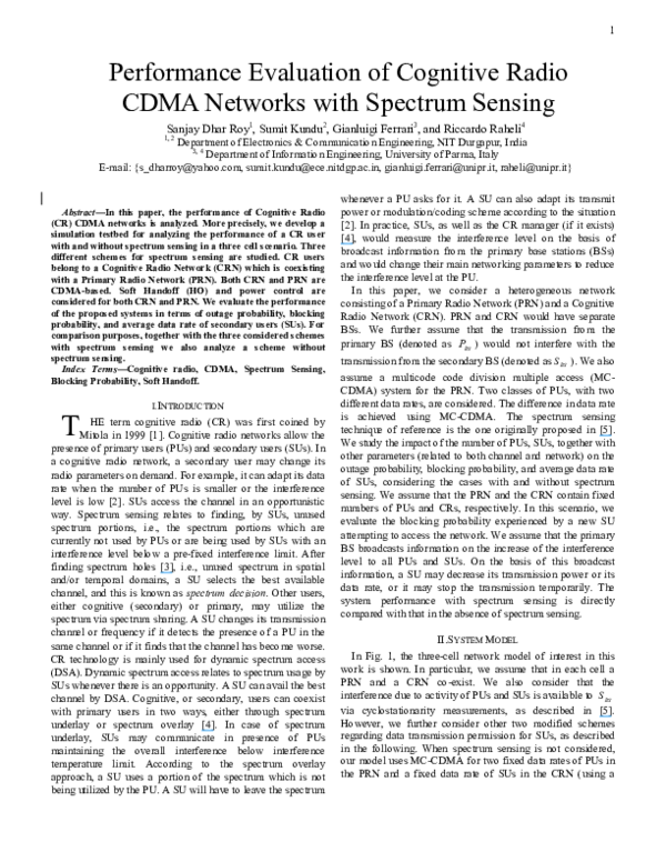 (PDF) Performance Evaluation of Cognitive Radio CDMA Networks with ...