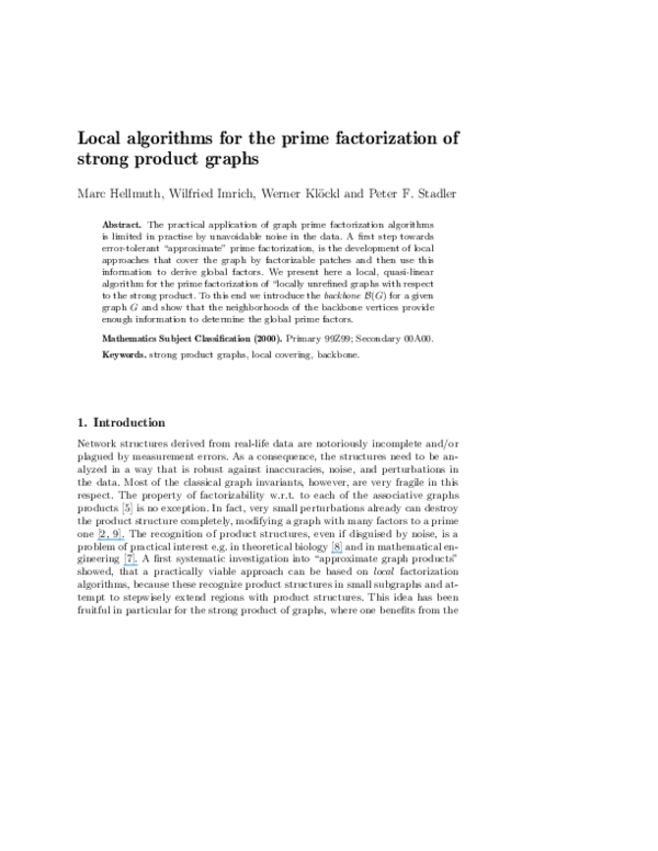 (PDF) Local Algorithms for the Prime Factorization of Strong Product Graphs