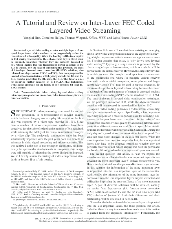(PDF) A Tutorial and Review on Inter-Layer FEC Coded Layered Video ...
