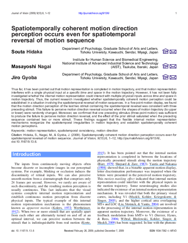 (PDF) Spatiotemporally coherent motion direction perception occurs even ...