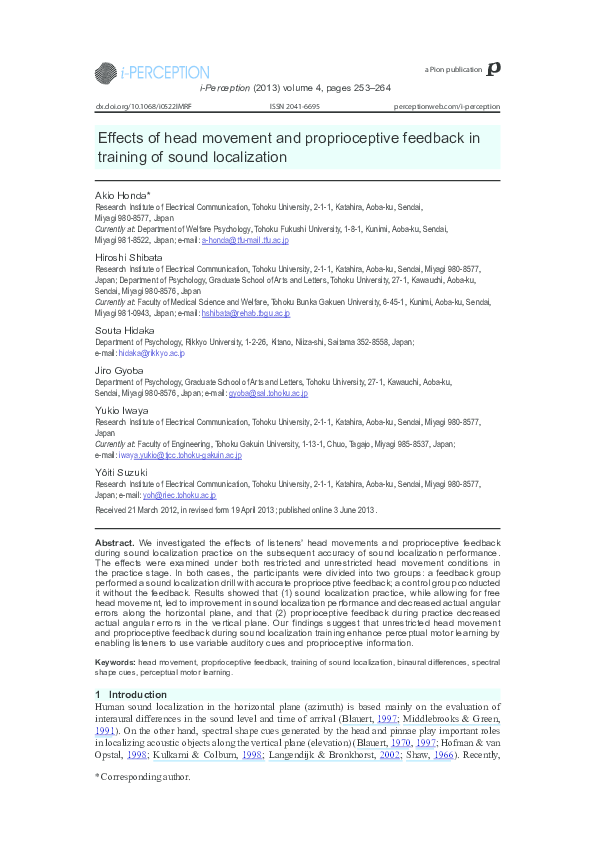 (PDF) Effects of head movement and proprioceptive feedback in training ...