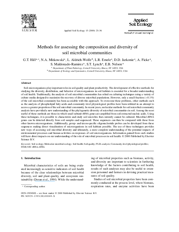 (PDF) Methods for assessing the composition and diversity of soil ...