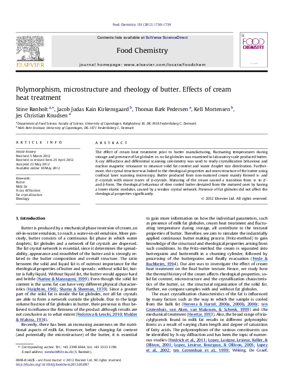(PDF) Polymorphism, microstructure and rheology of butter. Effects of ...
