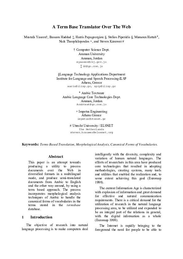 (PDF) A Term Base Translator Over The Web