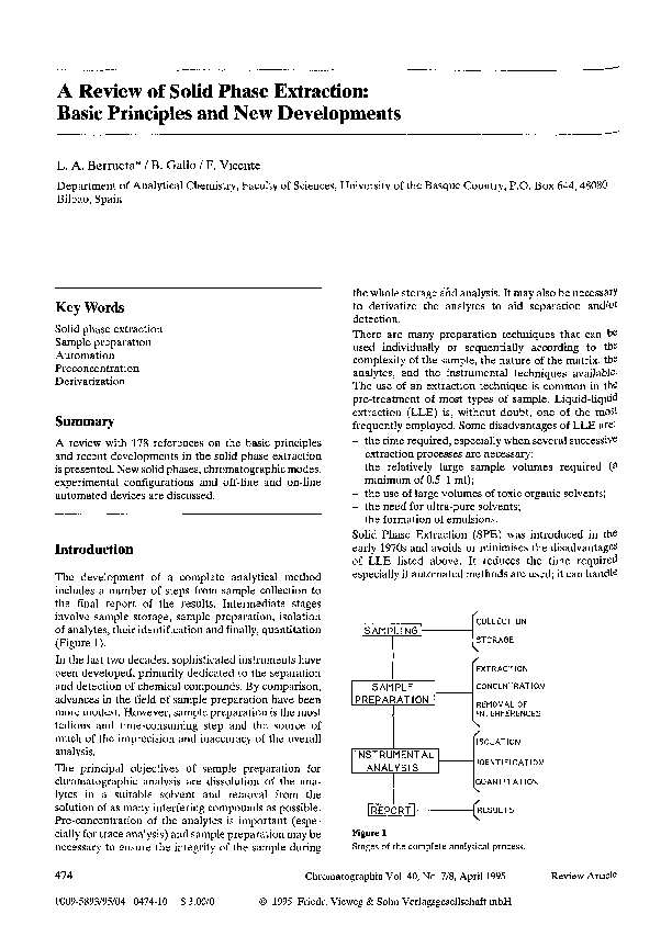 (PDF) A review of solid phase extraction Basic principles and new