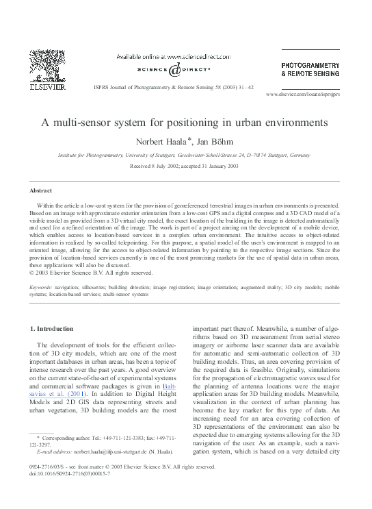 (PDF) A multi-sensor system for positioning in urban environments